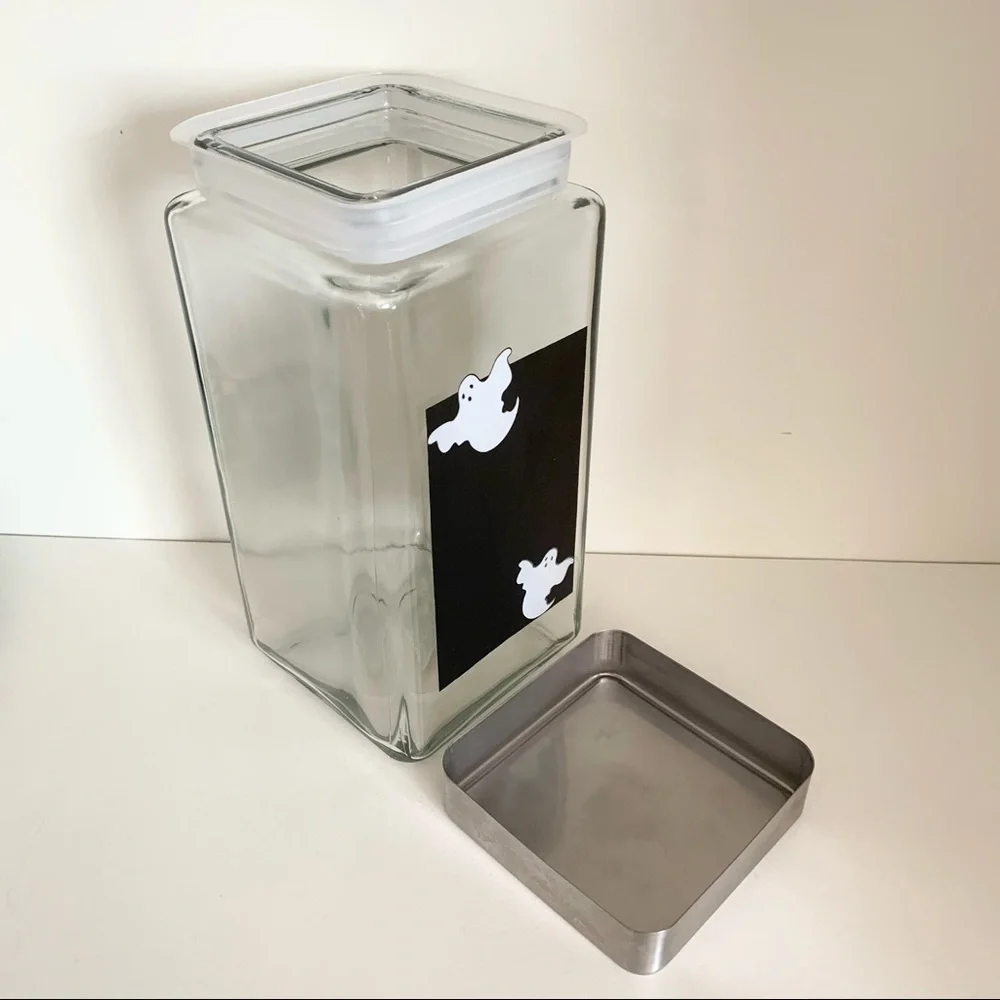 Glass jar with chalkboard ghost Halloween decor made in USA